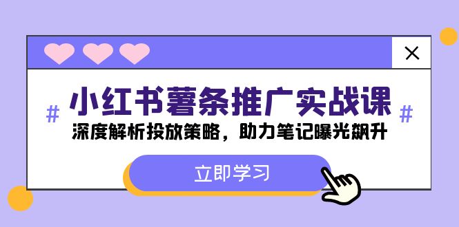 小红书-薯条推广实战课：深度解析投放策略，助力笔记曝光飙升-网赚项目平台