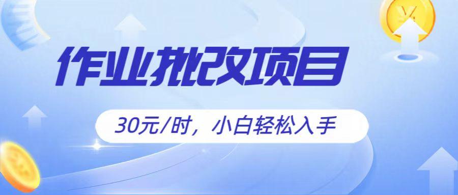 作业批改项目30元/时，简单小白轻松入手，非常适合兼职-网赚项目平台