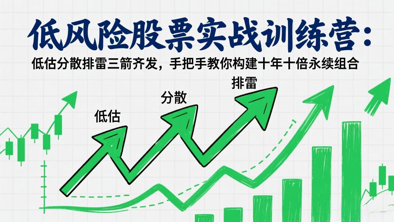 低风险股票实战训练营：低估分散排雷三箭齐发，手把手教你构建十年十倍永续组合-网赚项目平台