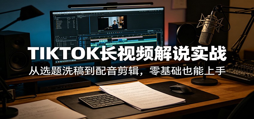 TIKTOK长视频解说实战：从选题洗稿到配音剪辑，零基础也能上手-网赚项目平台