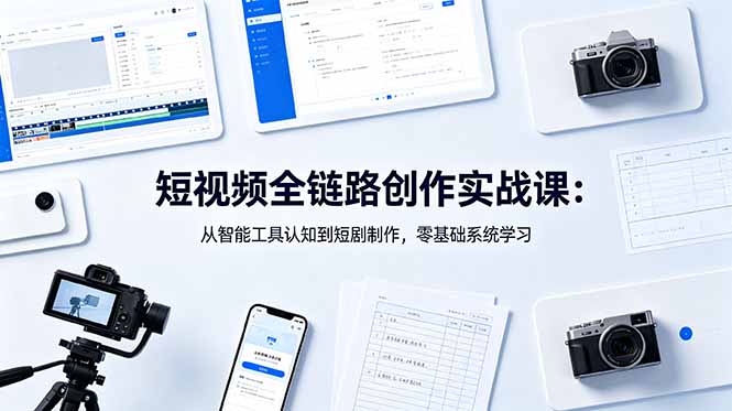 短视频全链路创作实战课：从智能工具认知到短剧制作，零基础系统学习-网赚项目平台