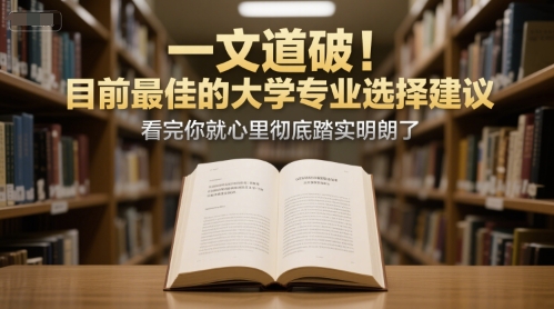 付费文章：一文道破！目前最佳的大学专业选择建议，看完你就心里彻底踏实明朗了-网赚项目平台