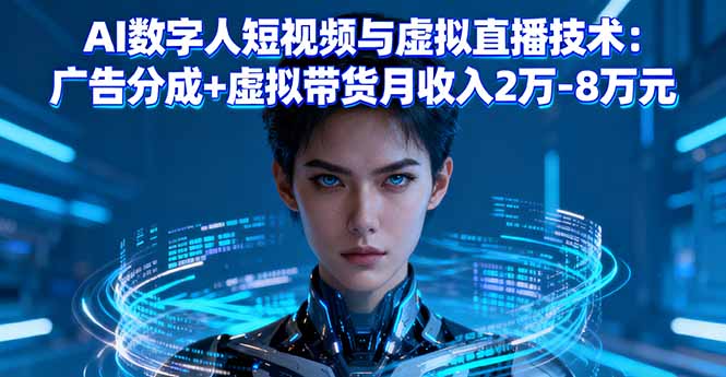 AI数字人短视频与虚拟直播技术：广告分成+虚拟带货月收入2万-8万元-网赚项目平台