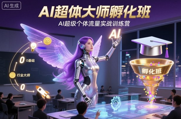 AI超体大师孵化班，AI超级个体流量实战训练营-网赚项目平台