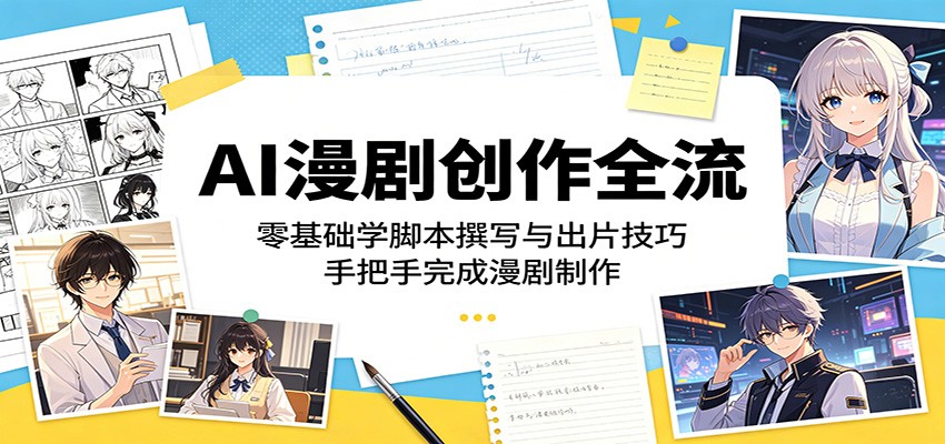 AI漫剧创作全流程：零基础学脚本撰写与出片技巧，手把手完成漫剧制作-网赚项目平台