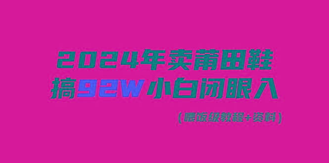 (9329期)2024年卖莆田鞋，搞了92W，小白闭眼操作！-网赚项目平台