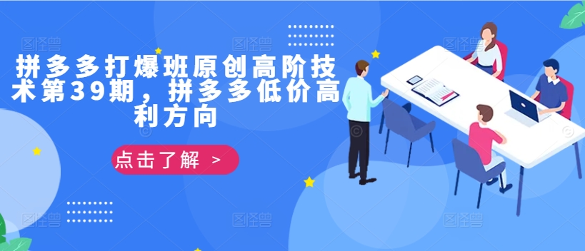 拼多多打爆班原创高阶技术第39期，拼多多低价高利方向-网赚项目平台