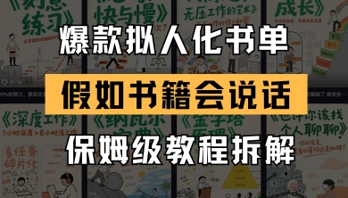 最新爆款拟人化书单玩法，假如书籍会说话，保姆级教程-网赚项目平台