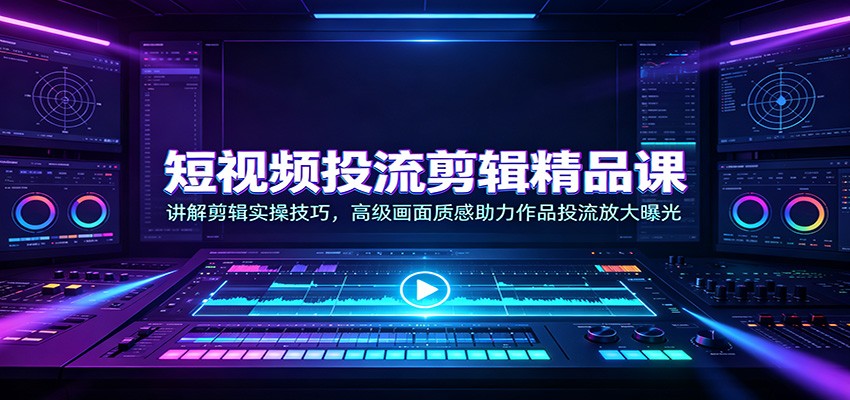 短视频投流剪辑精品课：讲解剪辑实操技巧，高级画面质感助力作品投流放大曝光-网赚项目平台