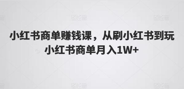 小红书商单赚钱课，从刷小红书到玩小红书商单月入1W+-网赚项目平台