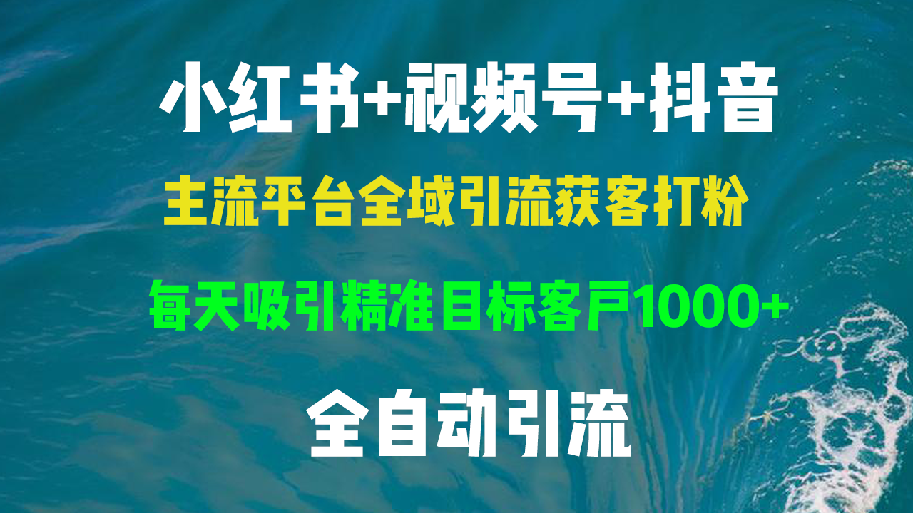 小红书，视频号，抖音主流平台全域引流获客打粉，每天吸引精准目标客户…-网赚项目平台
