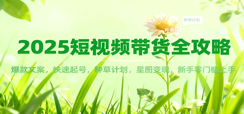 2025短视频带货全攻略:爆款文案,快速起号,种草计划,星图变现,新手零门槛上手-网赚项目平台