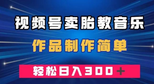视频号卖胎教音乐，作品制作简单，一单49，轻松日入300＋-网赚项目平台