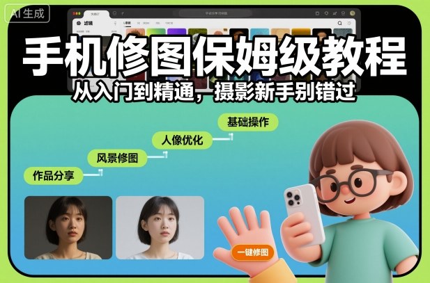 手机修图保姆级教程，从入门到精通，摄影新手别错过-网赚项目平台