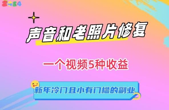 声音和老照片修复，一个视频5种收益，新年冷门且小有门槛的副业【揭秘】-网赚项目平台
