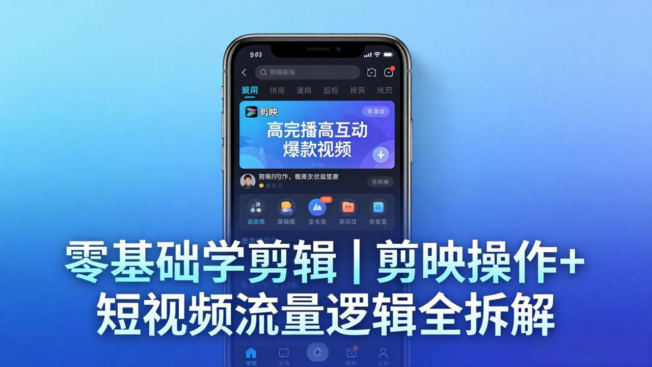 【零基础学剪辑】剪映操作+短视频流量逻辑全拆解｜手把手教你剪出高完播高互动爆款视频-网赚项目平台