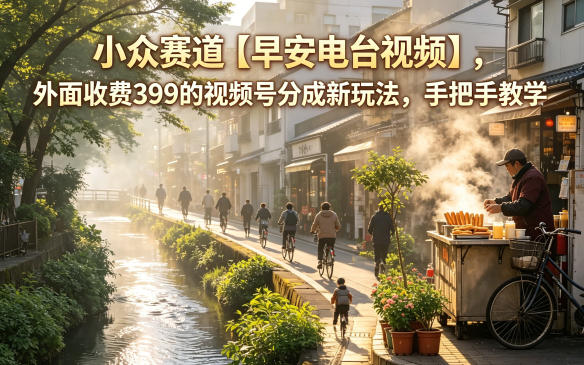 小众赛道【早安电台视频】,外面收费399的视频号分成新玩法,手把手教学-网赚项目平台