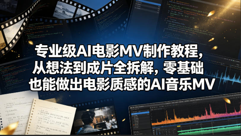 专业级AI电影MV制作教程，从想法到成片全拆解，零基础也能做出电影质感的AI音乐MV-网赚项目平台