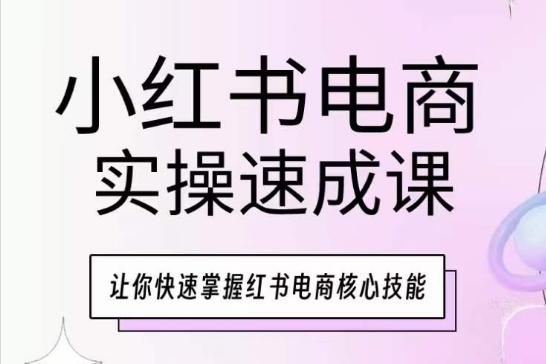 小红书电商实操速成课，让你快速掌握红书电商核心技能-网赚项目平台