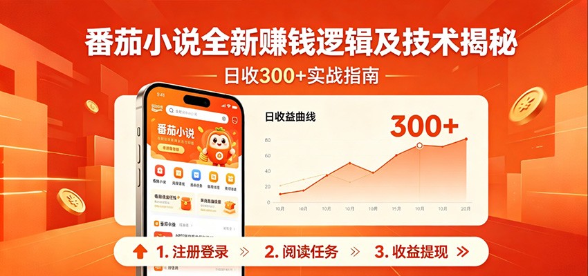番茄小说全新赚钱逻辑及技术日收300+，小白新书皆可做！无脑赚就行了！-网赚项目平台