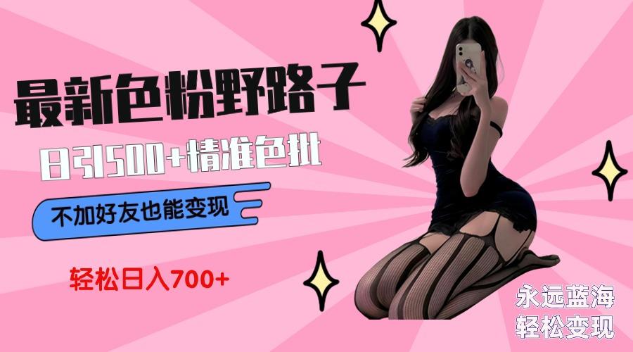 最新色粉变现野路子，日引500+老色批 可不加好友直接变现 小白轻松日入700+-网赚项目平台