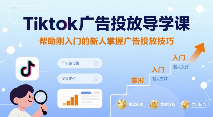 Tiktok广告投放导学课，帮助刚入门的新人掌握广告投放技巧-网赚项目平台