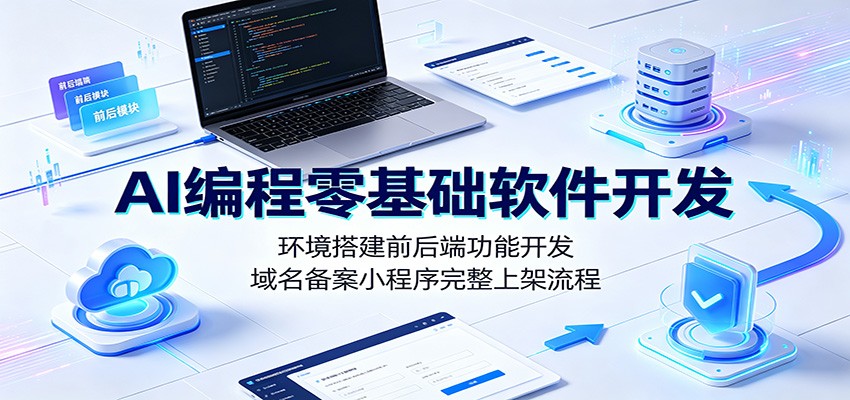 AI编程零基础软件开发:环境搭建前后端功能开发,域名备案小程序完整上架流程-网赚项目平台