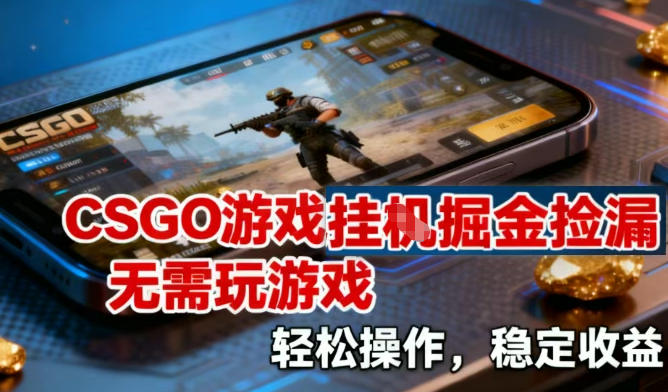 CSGO游戏挂G掘金捡漏，不需要玩游戏，操作简单，收益稳定【揭秘】-网赚项目平台