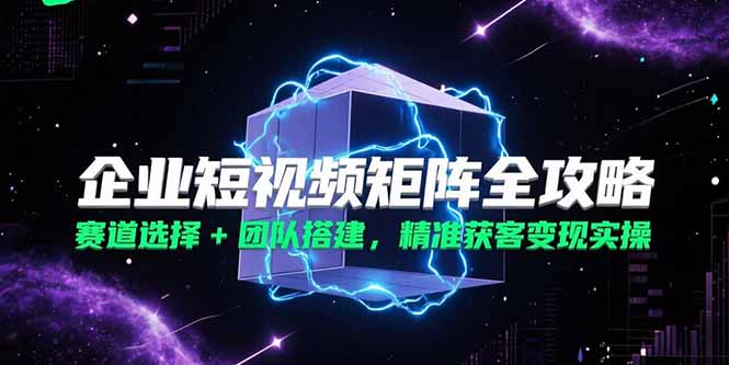企业短视频矩阵全攻略，赛道选择+团队搭建，精准获客变现实操-网赚项目平台