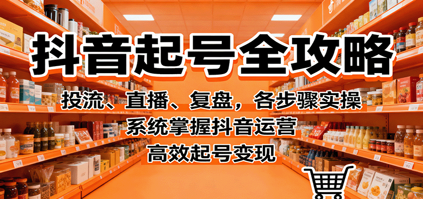 抖音起号全攻略，投流、直播、复盘，各步骤实操，系统掌握抖音运营，高效起号变现-网赚项目平台