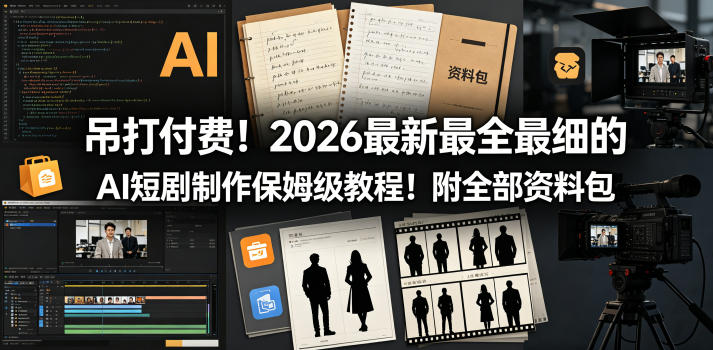 吊打付费！2026最新最全最细的AI短剧制作保姆级教程！附全部资料包-网赚项目平台