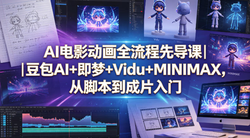 AI电影动画全流程先导课｜豆包AI+即梦+Vidu+MINIMAX，从脚本到成片入门-网赚项目平台
