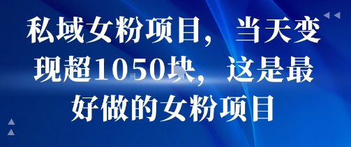 私域女粉项目，当天变现超1k，这是最好做的女粉项目，可放大操作-网赚项目平台