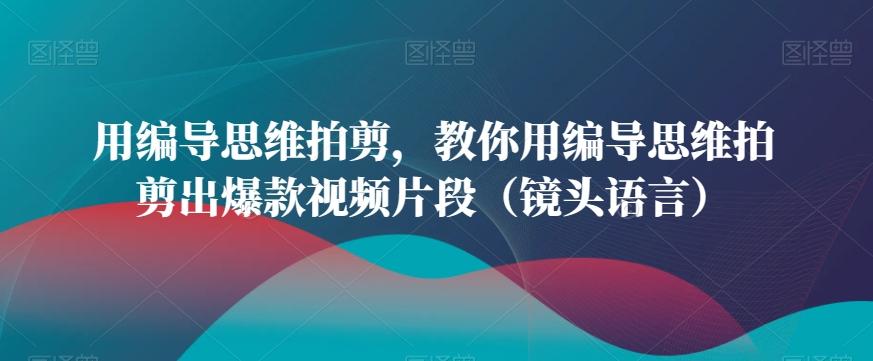 用编导思维拍剪，教你用编导思维拍剪出爆款视频片段(镜头语言)-网赚项目平台