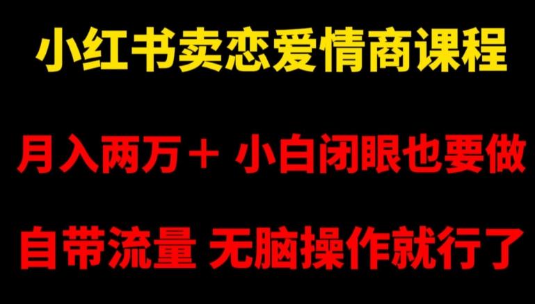小红书卖恋爱情商课程，月入两万＋，小白闭眼也要做，自带流量，无脑操作就行了【揭秘】-网赚项目平台