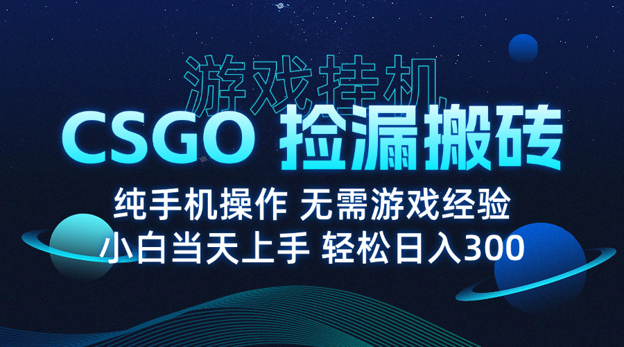 8月最新游戏搬砖,CSGO纯挂机,不需要玩游戏,实现真挂机,月入1W+-网赚项目平台
