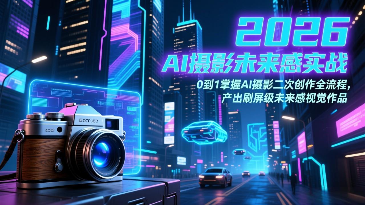 2026 AI摄影未来感实战：0到1掌握AI摄影二次创作全流程，产出刷屏级未来感视觉作品-网赚项目平台