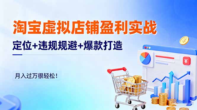 淘宝虚拟店铺盈利实战:定位+违规规避+爆款打造,月入过万很轻松!-网赚项目平台