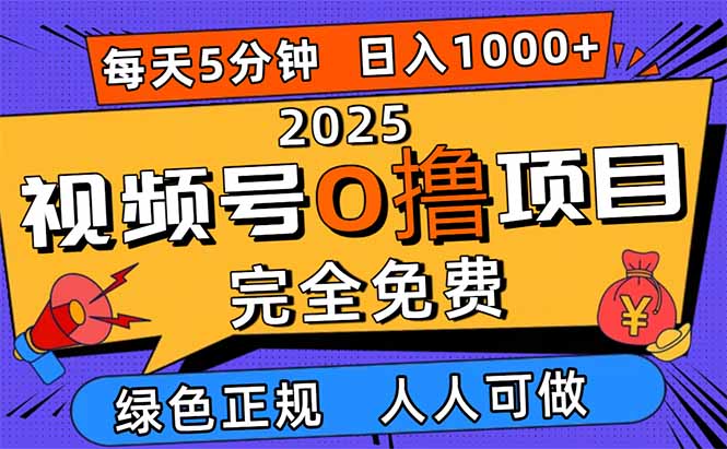 2025视频号0撸项目，5分钟一个号，日入1000+，人人可做-网赚项目平台