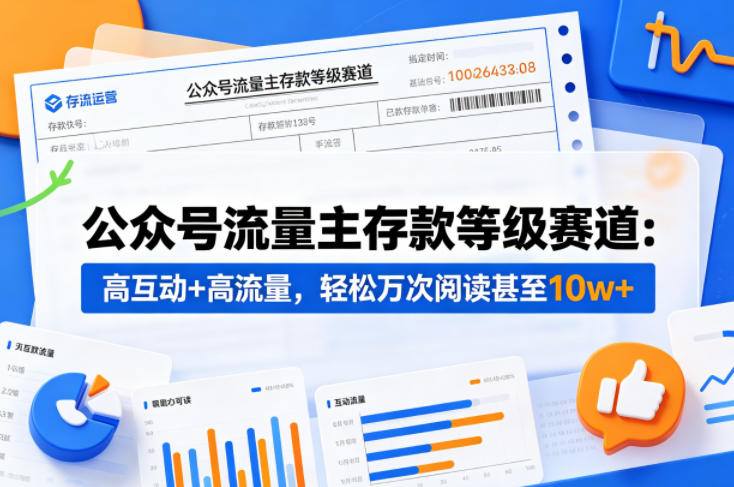 公众号流量主之存款等级赛道，高互动+高流量，轻松达到万次阅读，甚至10w+-网赚项目平台