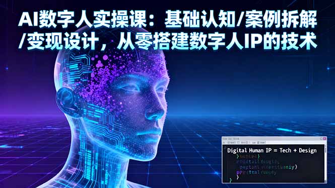 AI数字人实操课：基础认知/案例拆解/变现设计，从零搭建数字人IP的技术-网赚项目平台