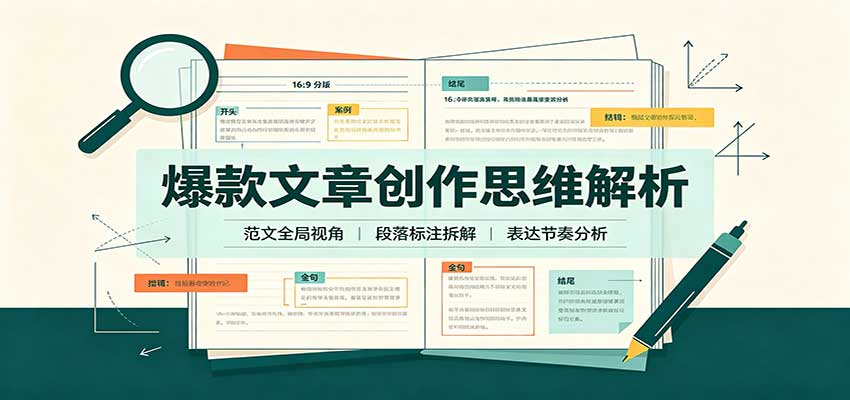 爆款文章创作思维解析：全局视角拆解范文，梳理行文逻辑，搭配真实拆文实操案例-网赚项目平台