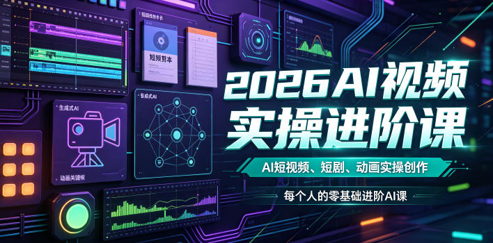 2026AI视频实操进阶课，AI短视频、短剧、动画实操创作，每个人的零基础进阶ai课-网赚项目平台