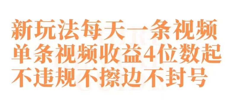 快手新玩法每天一条视频单条视频收益4位数起不违规不擦边不封号【揭秘】-网赚项目平台