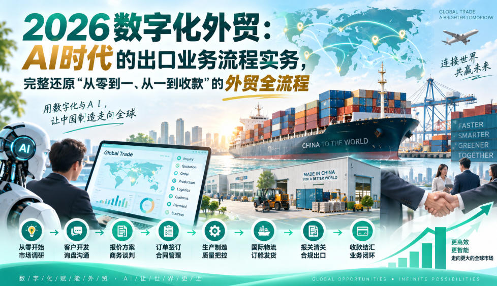 2026数字化外贸:AI时代的出口业务流程实务,完整还原”从零到一、从一到收款”的外贸全流程-网赚项目平台