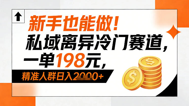 新手也能做！私域离异冷门赛道，一单198，精准人群日入1k+-网赚项目平台