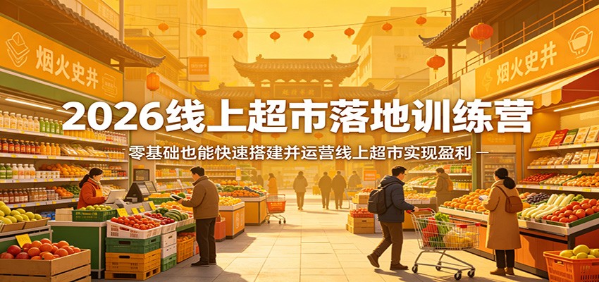 2026线上超市落地训练营，零基础也能快速搭建并运营线上超市实现盈利-网赚项目平台