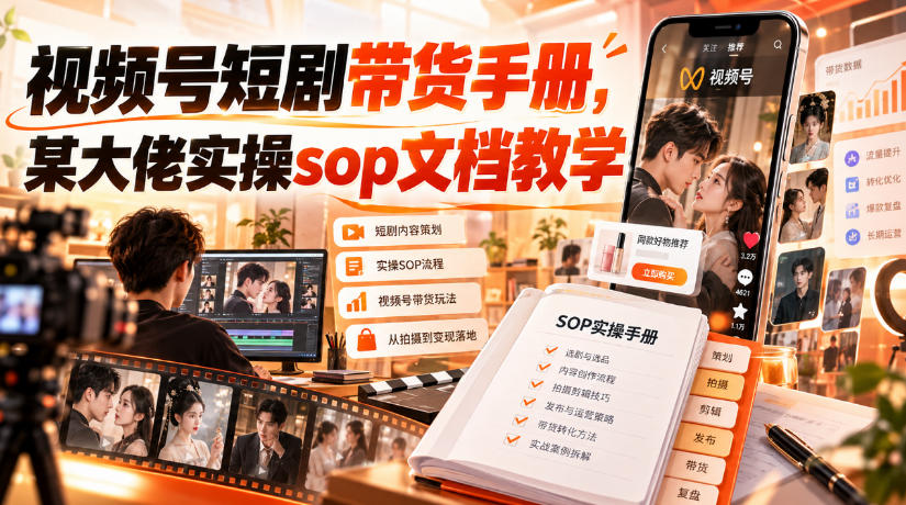 视频号短剧带货手册,某大佬实操sop文档教学-网赚项目平台