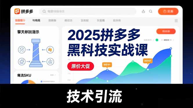 2025拼多多黑科技实战课，擎天柱玩法、爆流SKU、原价大促，技术引流，单店日销轻松破千单-网赚项目平台