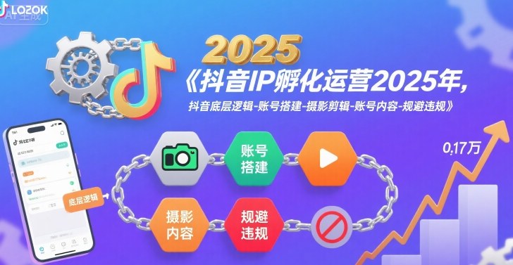 抖音IP孵化运营2025年，抖音底层逻辑-账号搭建-摄影剪辑-账号内容-规避违规-网赚项目平台